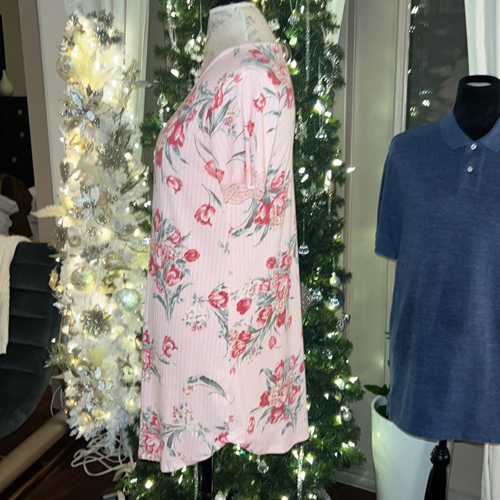 Flora Nikrooz light pink floral nightgown shortsleeve soft dress pajamas Small​ - Picture 3 of 10